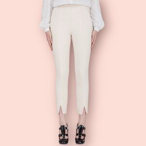 CHLOE High Waisted Wool Beige Clair Slit Front Trouser Pants 40
